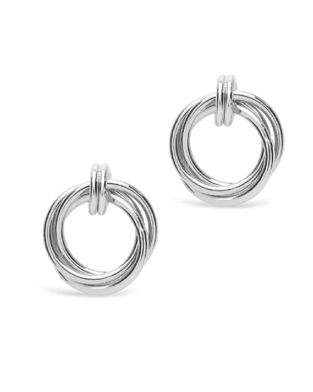 Hoop earrings with polished silver finish for a shiny, modern appeal-Sterling Silver Linked Circle Studs