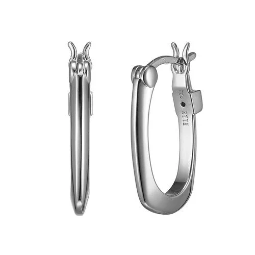 Hoop earrings with textured gold for a refined and sophisticated aesthetic-Sterling Silver Oval Hoop Earrings by ELLE