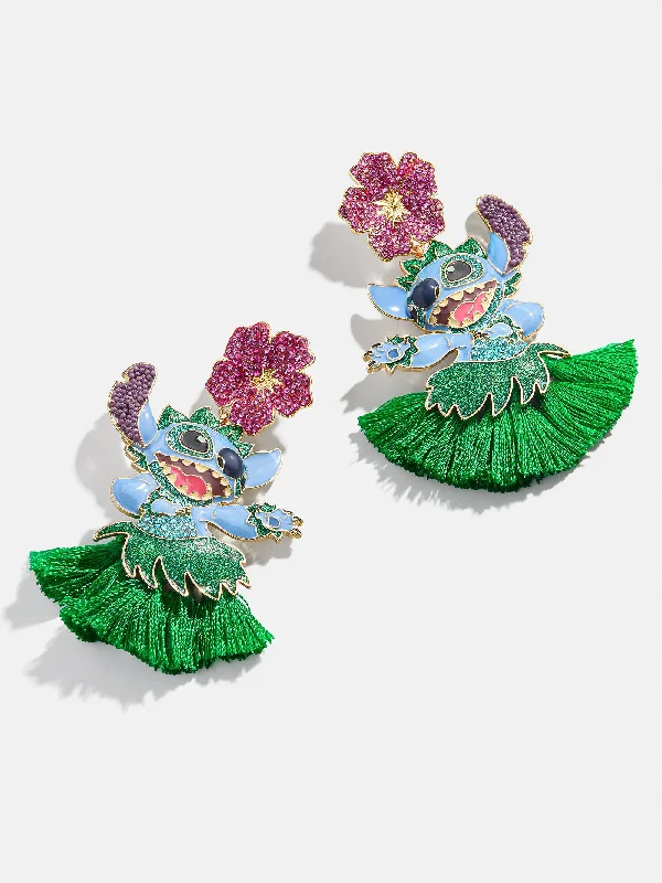 Best hoop earrings with geometric cuts for a sharp, modern appeal-Stitch Disney Hula Earrings - Blue