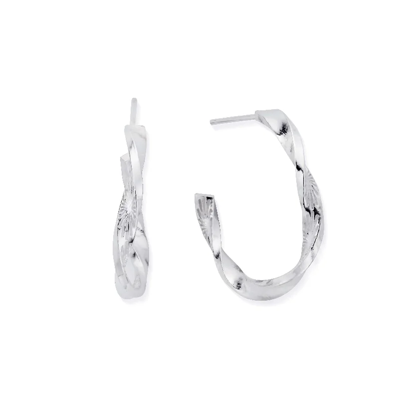 Best hoop earrings with textured silver for a rustic and organic finish-Sun Twisted Hoops