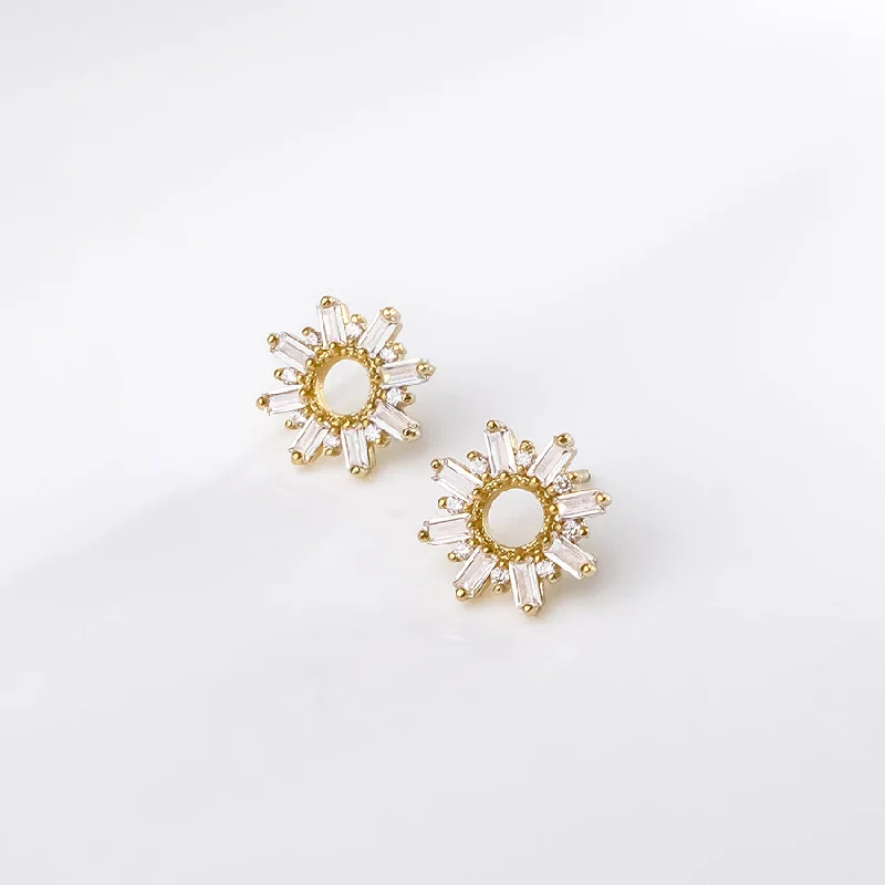 Hoop earrings with cut-out designs for a creative and lightweight effect-Sunseeker Baguette Gold Earrings