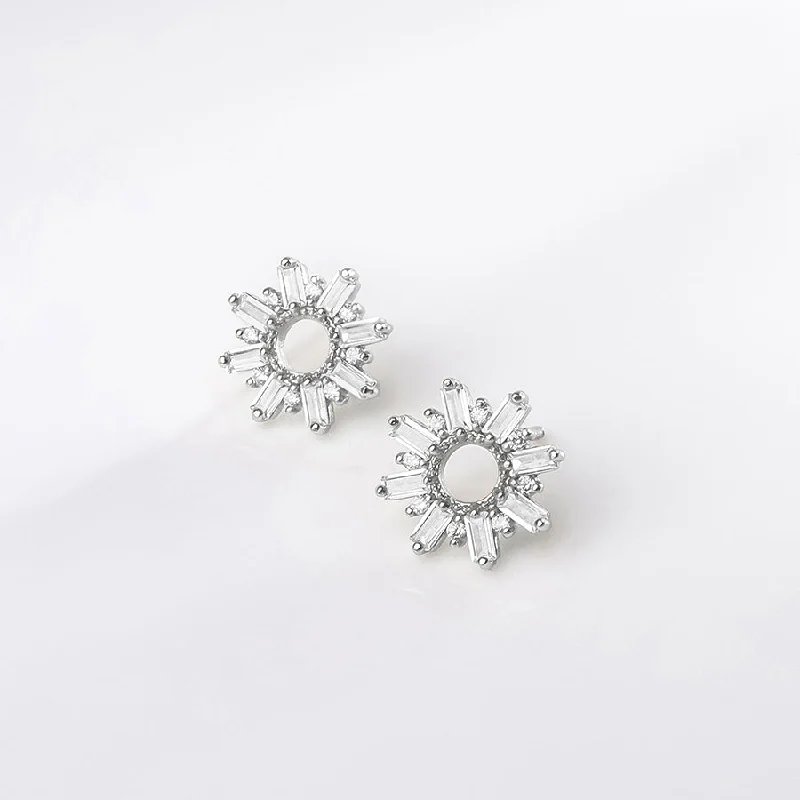 Hoop earrings with floral motifs for a feminine and nature-inspired look-Sunseeker Baguette Silver Earrings