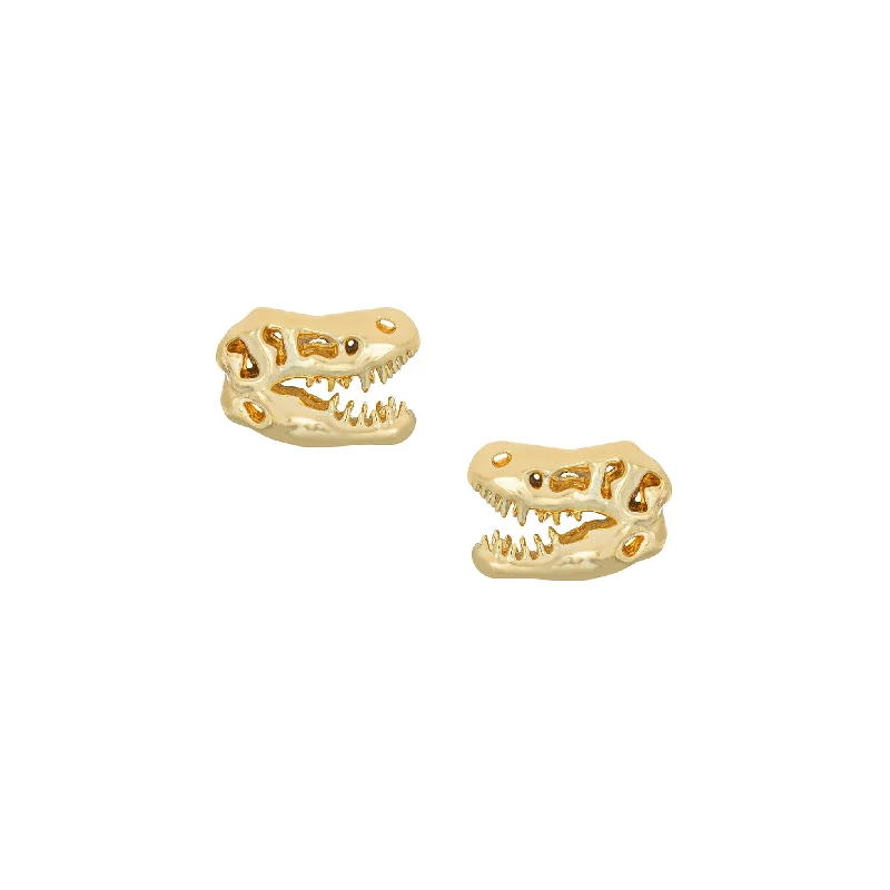 Hoop earrings with stacked layers for a bold and textured design-T-Rex Skull Studs