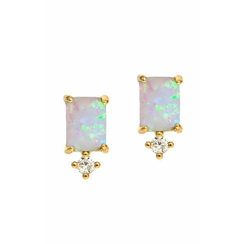 Best hoop earrings with butterfly motifs for a playful and whimsical appearance-TAI Gold & Opal Mini CZ Stud