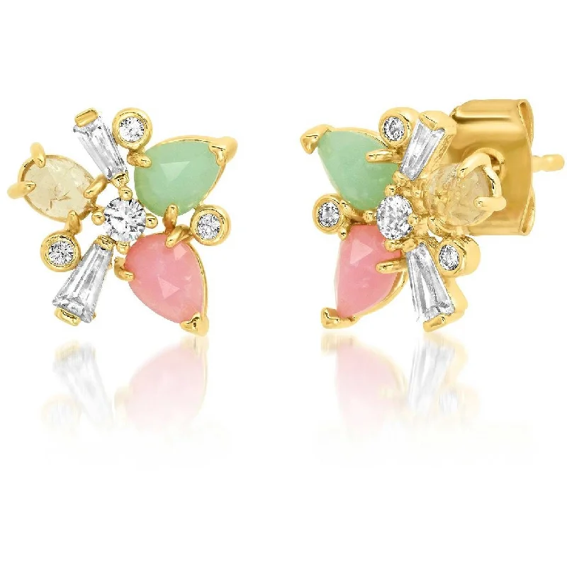 Best hoop earrings with turquoise stones for a bohemian-inspired vibe-TAI PASTEL CLUSTER STUDS