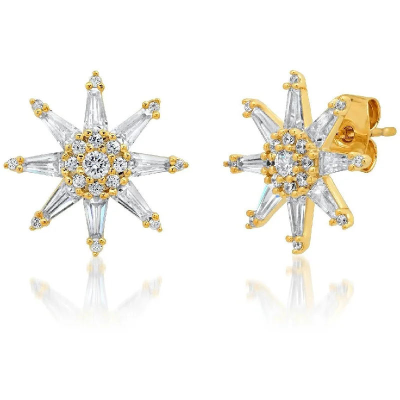 Hoop earrings with braided patterns for a detailed and textured finish-TAI TWINKLING STAR BAQUETTE CZ STUDS