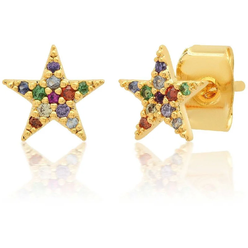 Hoop earrings with open designs for a modern, lighthearted vibe-TAI RAINBOW STAR STUDS