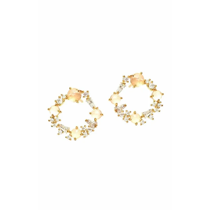 Best hoop earrings with geometric hexagon shapes for a modern, angular look-TAI ROSE QUARTZ FLORAL WREATH EARRING