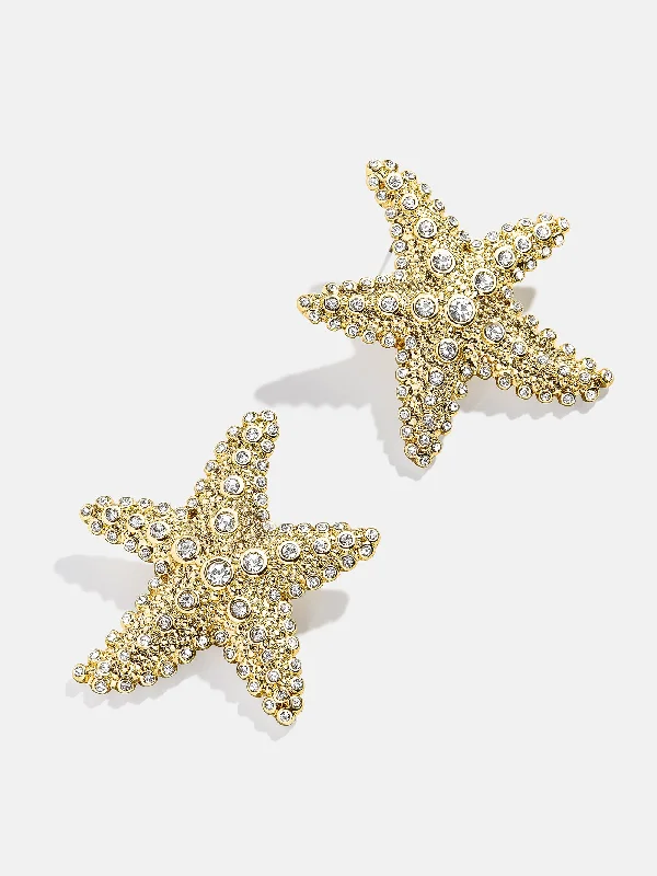 Best hoop earrings with snake chain details for a sleek and modern touch-Sea Star Earrings - Gold/Pavé