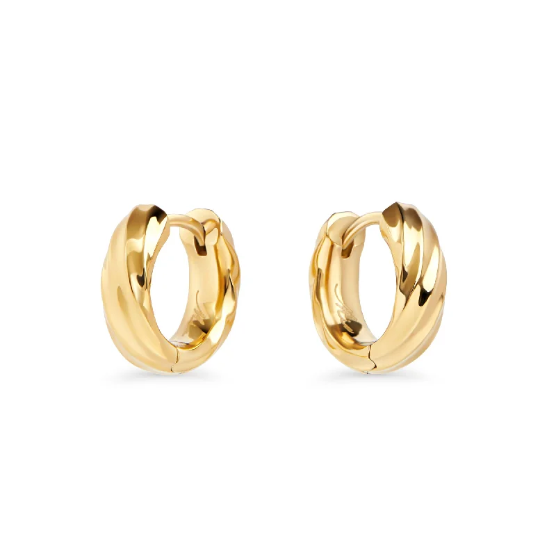 Hoop earrings with polished silver finish for a shiny, modern appeal-Thora Huggie Earrings