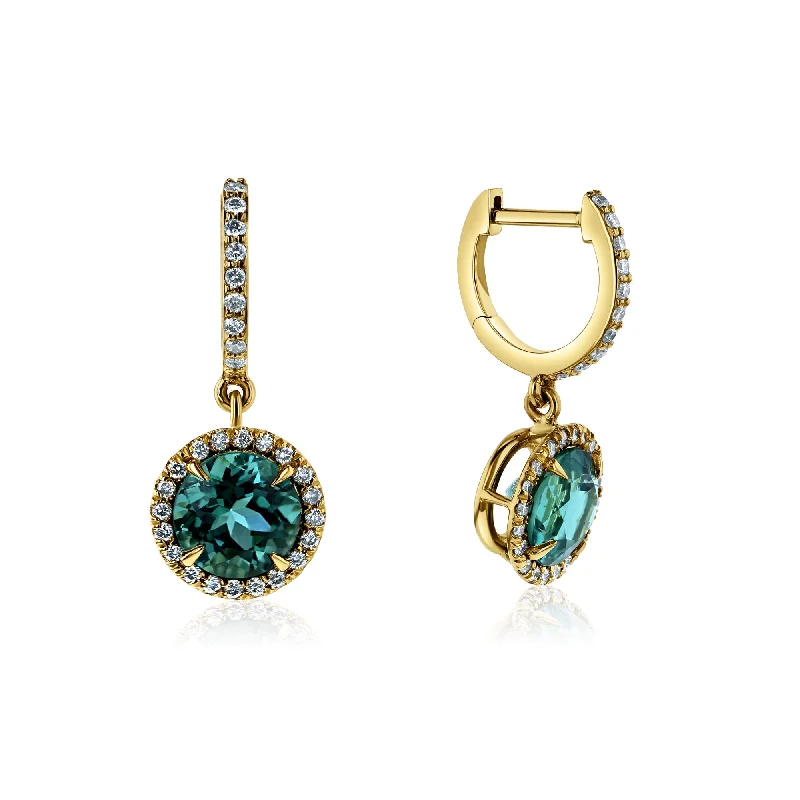 Hoop earrings with circle designs for a classic and timeless shape-Tourmaline Pendant Mini Hoops