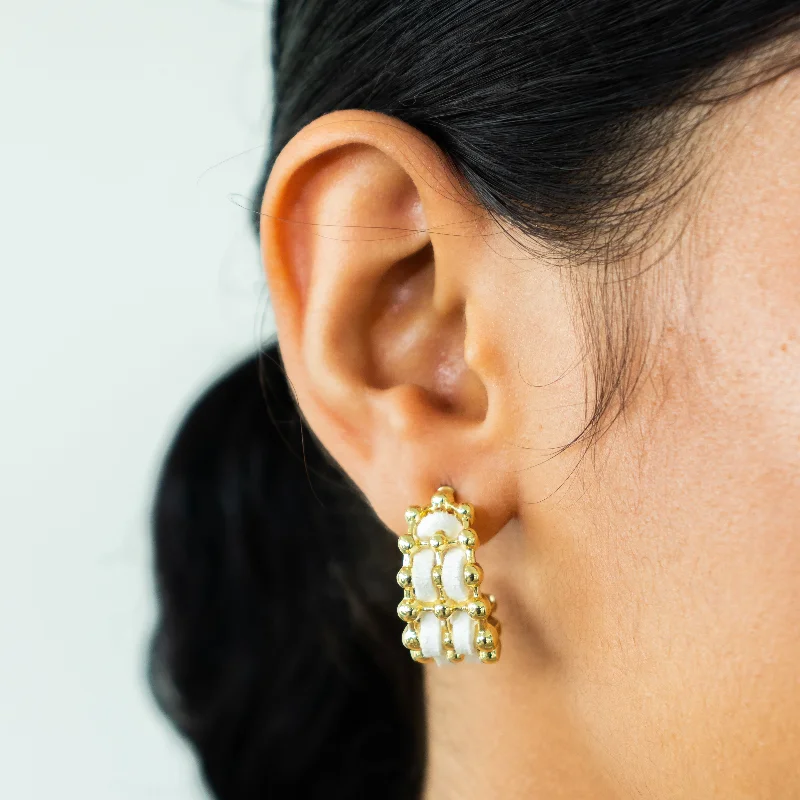 Hoop earrings with rhinestone-studded rims for a glamorous touch-Triple Line Hoops