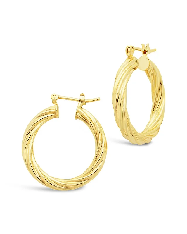 Hoop earrings with pearl accents for a chic and classic style-Twisted Hollow Hoops