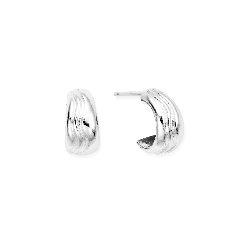 Hoop earrings with multi-tone finishes for a colorful and layered effect-Waves Huggie Hoops