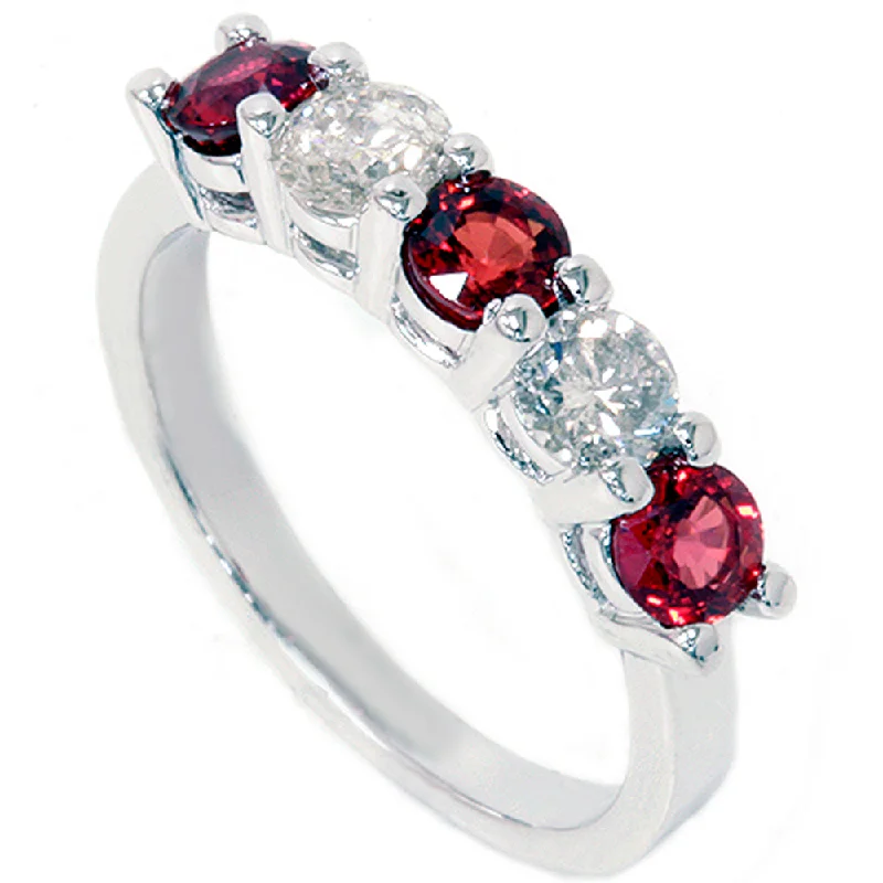 Rings with raw garnet stones for texture -1 1/2ct Red Sapphire & Diamond Wedding Ring 14K White Gold