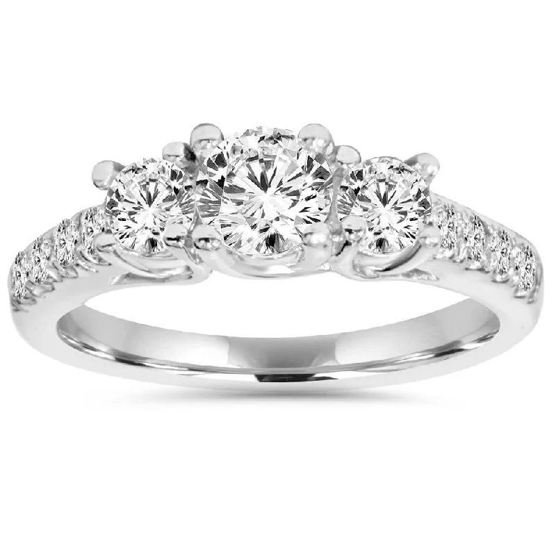 Rings with infinity loops for timeless love -1 1/6ct 3 Stone Genuine Diamond Engagement Ring 14K White Gold