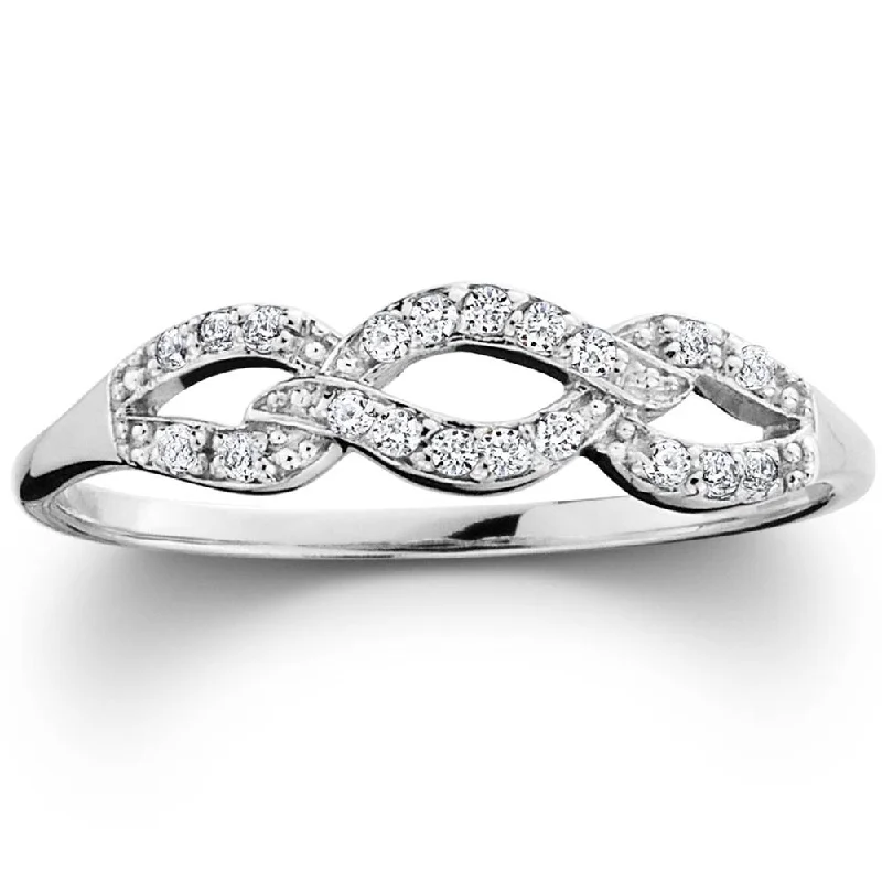 Rings with branch-inspired bands for organic -1/10ct Petite Diamond Infinity Ring 10K White Gold