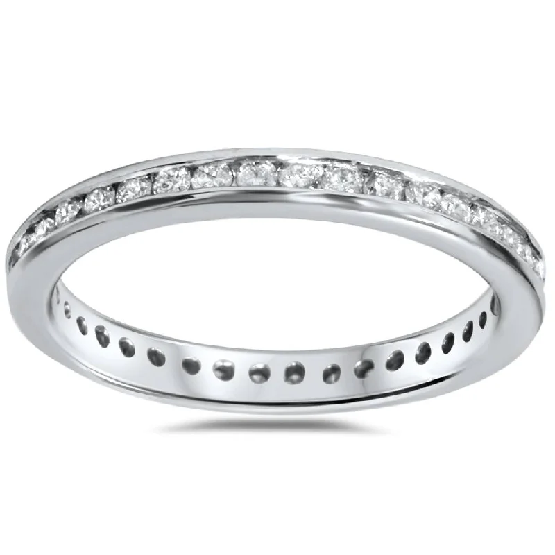 Rings with herkimer diamonds for raw clarity -1/2ct Diamond Channel Set Eternity Ring 14K White Gold