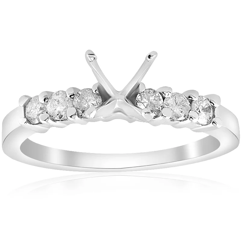 Rings with adjustable bands for perfect fit -1/2ct Diamond Engagement Semi Mounting Ring Setting 14K