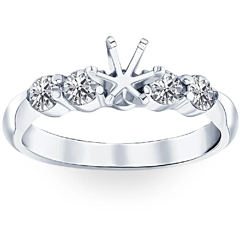 Rings with black diamond for striking contrast -1/2ct Diamond Semi Mount Engagement Ring 14K White Gold Round Setting