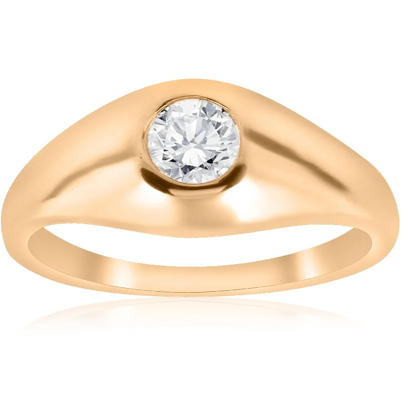 Rings with moonstone gems for ethereal glow -1/2CT Mens Diamond Solitaire Ring 14K Yellow Gold