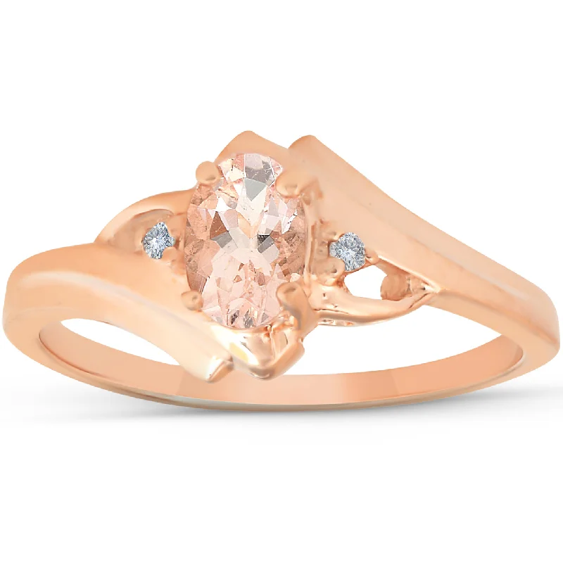 Rings with knot motifs for symbolic love -1/2ct Morganite & Diamond Ring 14K Rose Gold