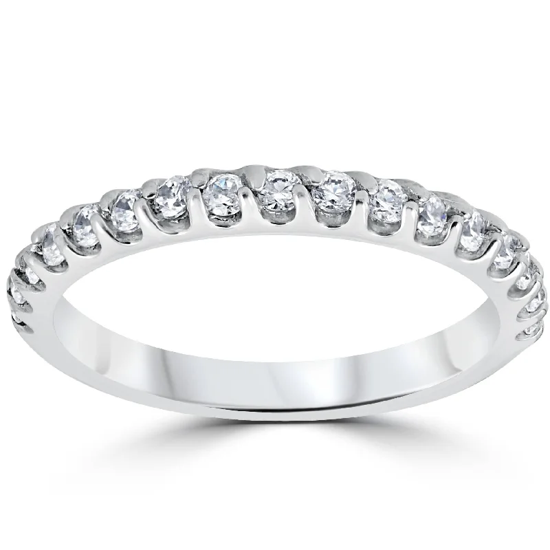 Rings with black diamond for striking contrast -1/2ct Prong Diamond Wedding Ring 14K White Gold