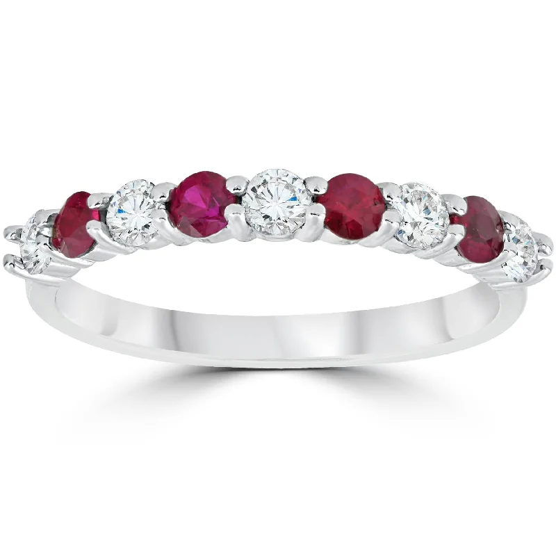 Rings with starburst topaz for radiant beauty -1/2CT Ruby & Diamond Wedding Ring 10K White Gold