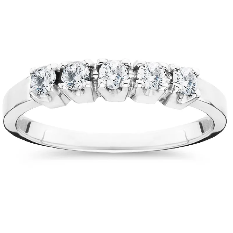 Rings with infinity loops for timeless love -1/4ct 5 Stone Diamond Wedding Ring 14K White Gold