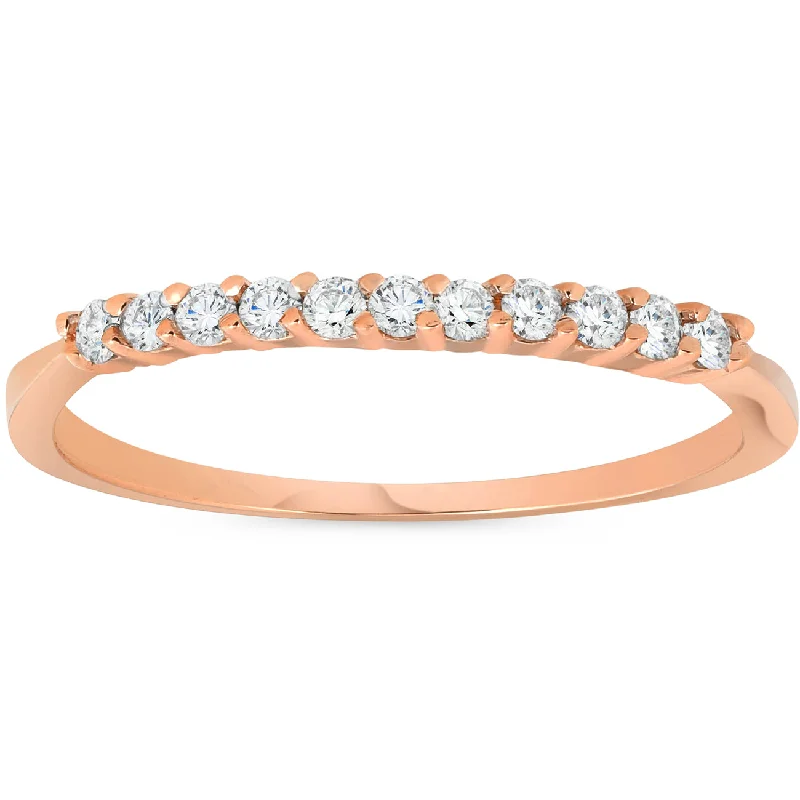 Rings with double bands for modern twist -1/4ct Diamond Ring 14K Rose Gold