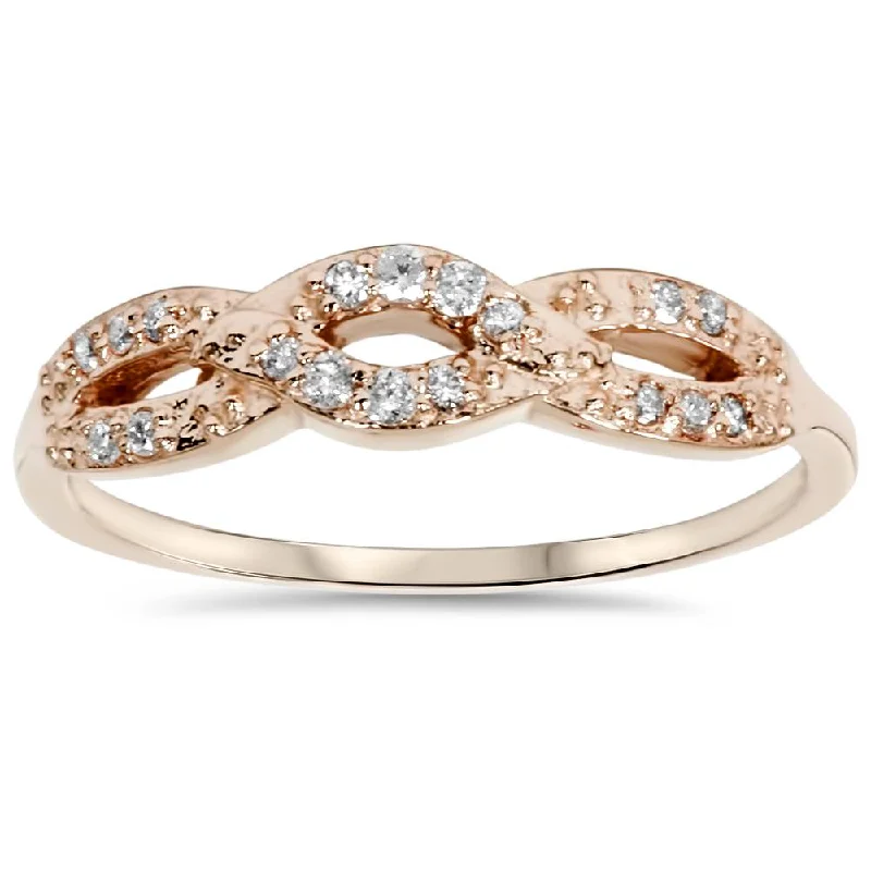 Rings with floral halo diamond arrangements -1/5ct Diamond Infinity Ring 14k Rose Gold