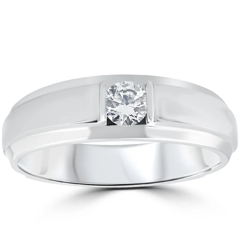 Rings with infinity loops for timeless love -1/6CT Mens Diamond Solitaire Ring 10K White Gold