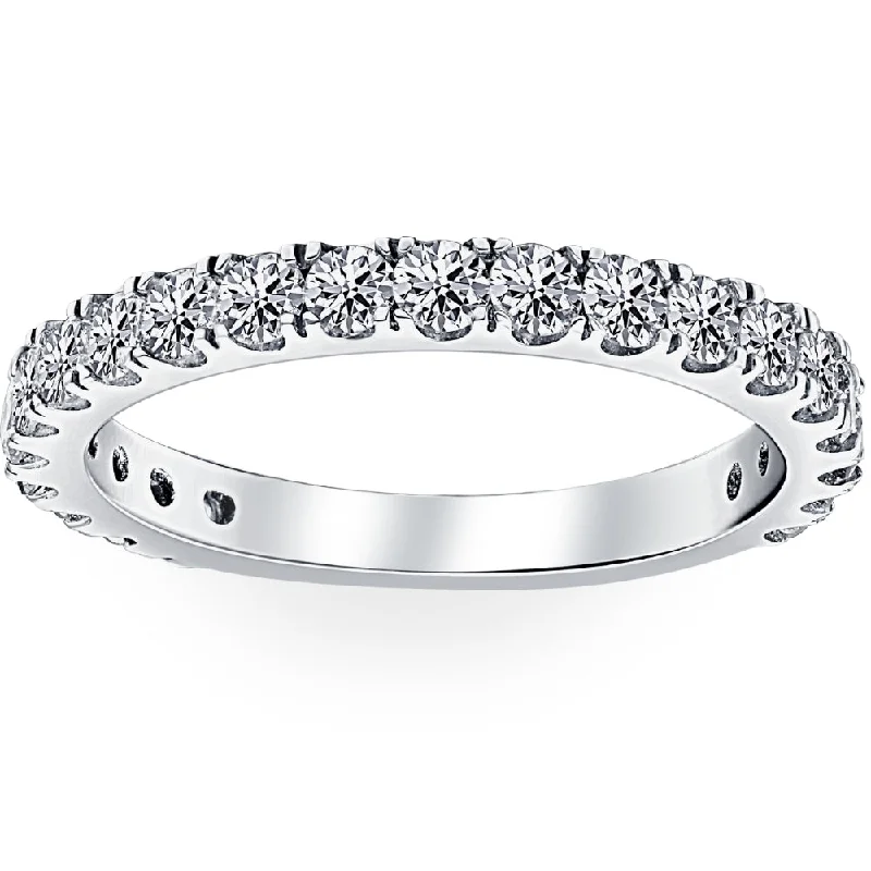 Dainty rings with subtle engraved star motifs -1 ct Diamond Wedding Ring 14k White Gold Womens Anniversary Stackable Jewelry