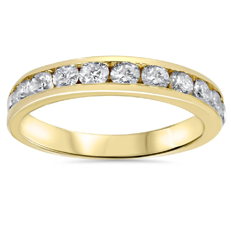 Rings with star sapphire for unique glow -1 Ct Round Cut Channel Set Diamond Wedding Women's 14k Yellow Gold Ring