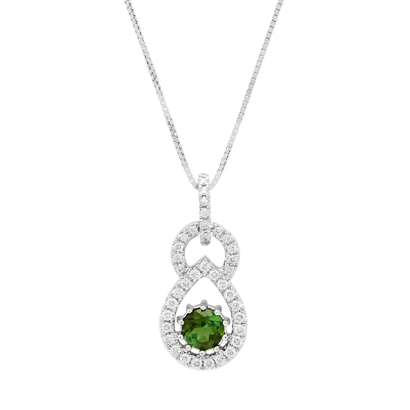 Best necklaces and pendants with intertwined designs for a symbol of unity-Maine Green Tourmaline and Diamond Necklace in 14kt White Gold (1/7ct tw)