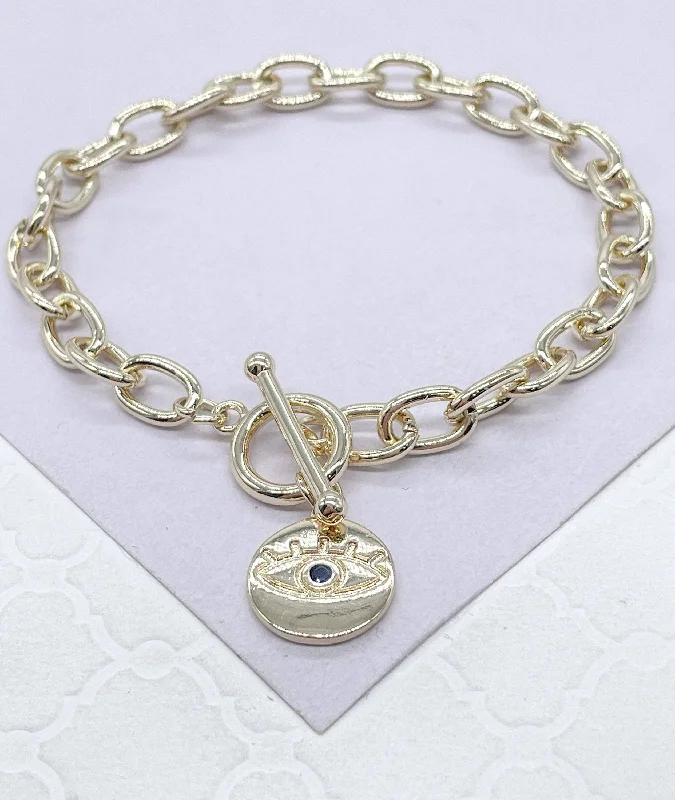 Simple bangle bracelets with open designs for a trendy and minimalist style-Evil Eye Bracelet