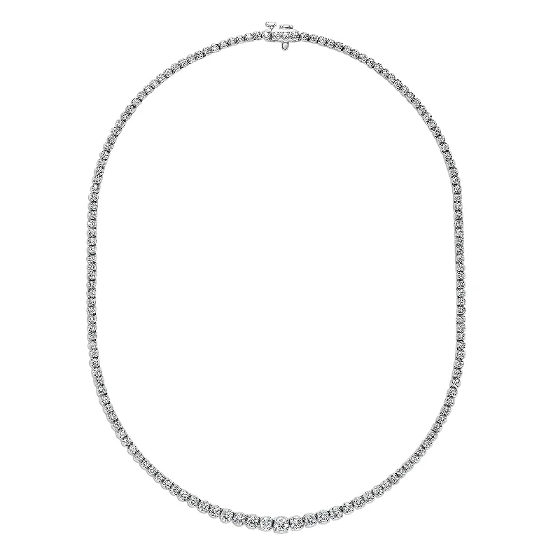 Trendy necklaces and pendants with statement pieces for a bold fashion statement-Sabel Collection 18K White Gold Round Diamond Graduated Necklace