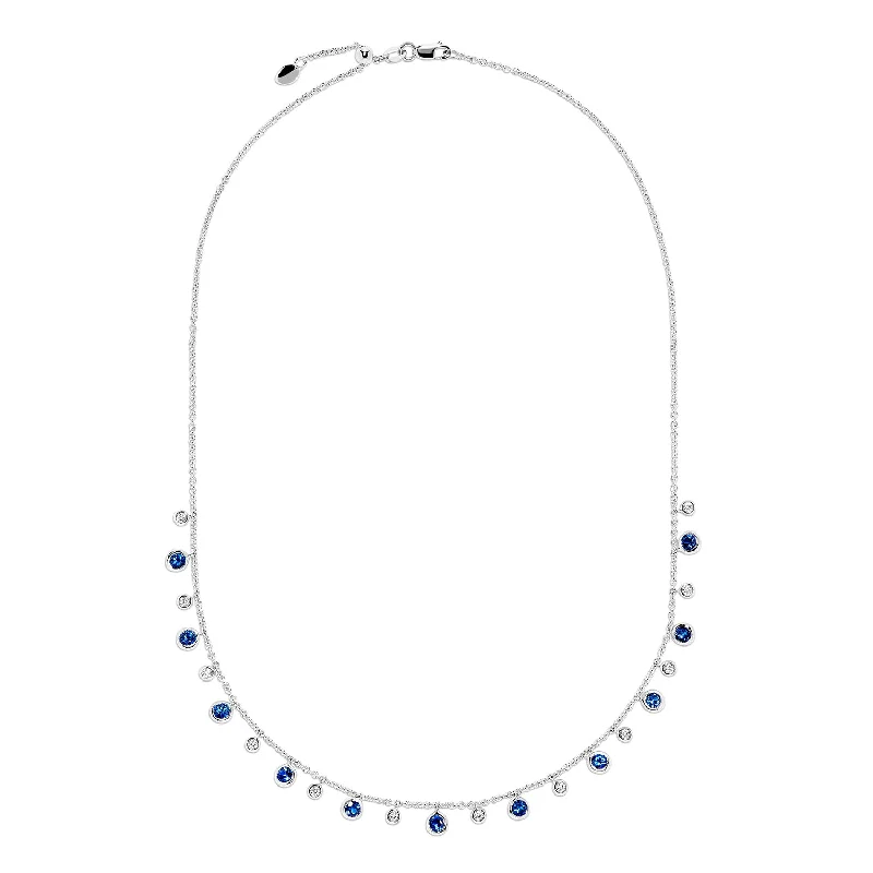 Elegant necklaces and pendants with diamond accents for added sparkle-Sabel Collection 18K White Gold Sapphire and Diamond Drop Necklace