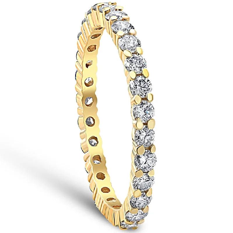 Rings with rough moonstone for natural beauty -1ct Diamond Eternity Ring 18k Yellow Gold