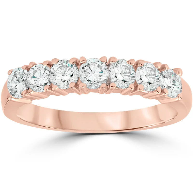 Rings with vine-wrapped bands for nature -1ct Diamond Rose Gold Wedding Anniversary Ring 14K