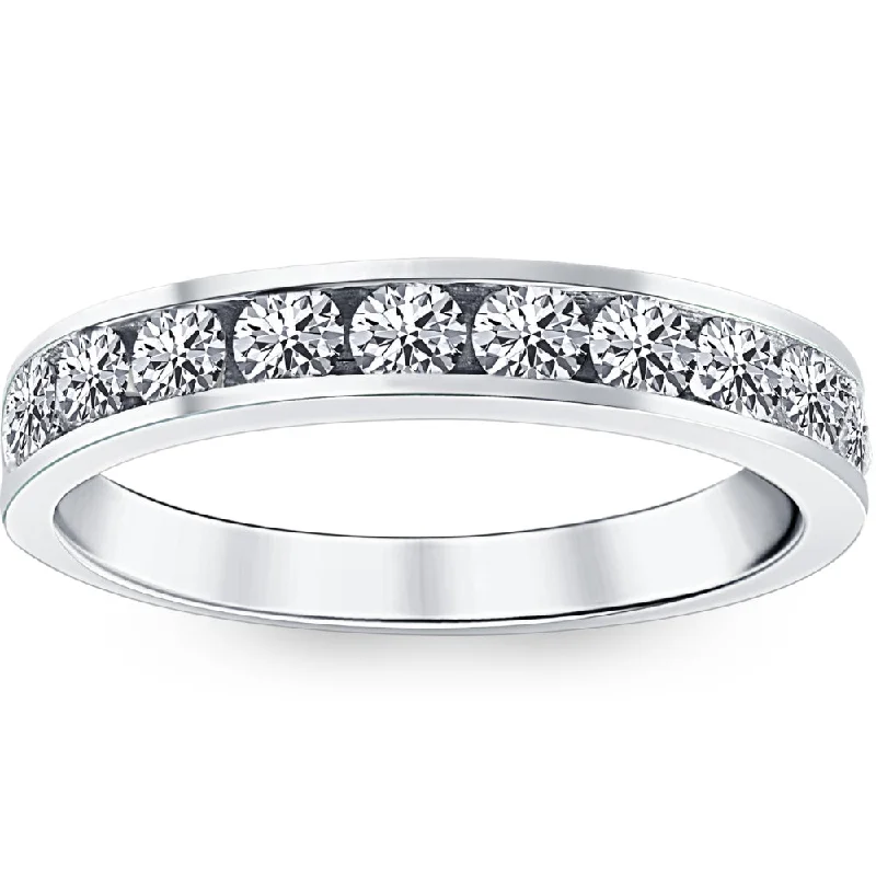 Rings with branch-inspired bands for organic -1ct Diamond Wedding Ring 14K White Gold