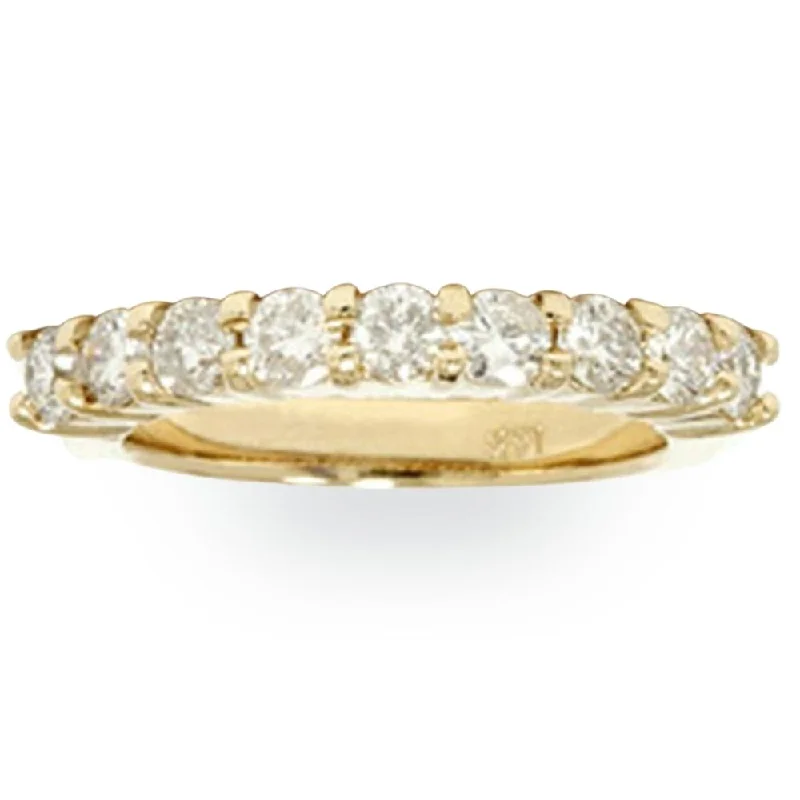 Rings with wide bands for statement wear -1ct Diamond Wedding Ring 14K Yellow Gold Ring Band