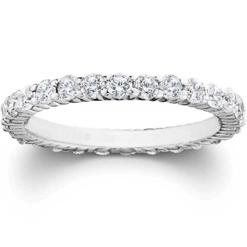 Rings with shield-shaped stones for boldness -1ct Prong Lab Grown Diamond Eternity Ring 14K White Gold