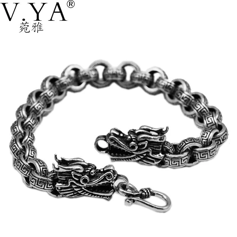 Best bangle bracelets with animal motif designs for a quirky, fun accessory-Dragon Bracelet men jewelry Wholesale 100% Real Pure 925 Sterling Silver