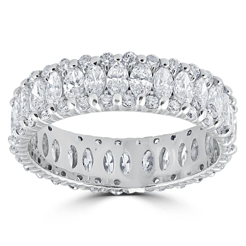 Rings with raw topaz for icy charm -2 5/8ct Marquise Diamond Eternity Ring 14K White Gold