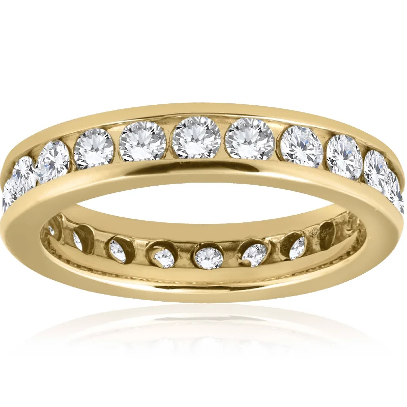 Rings with smoky quartz for muted elegance -2ct Channel Set Diamond Eternity Ring 14K Yellow Gold