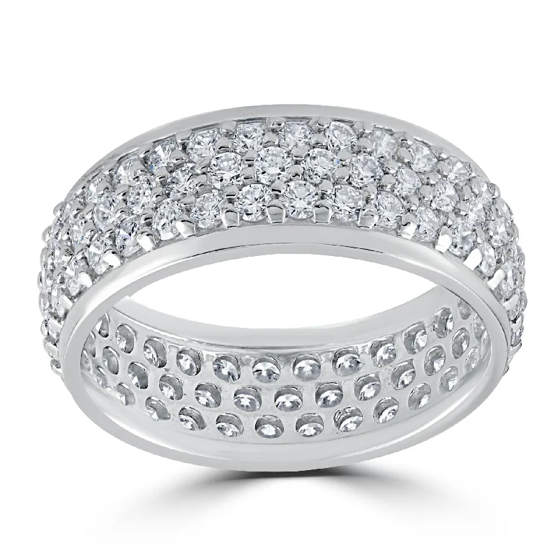 Rings with rose quartz for soft romance -3 5/8ct Pave Diamond Eternity Ring 14K White Gold