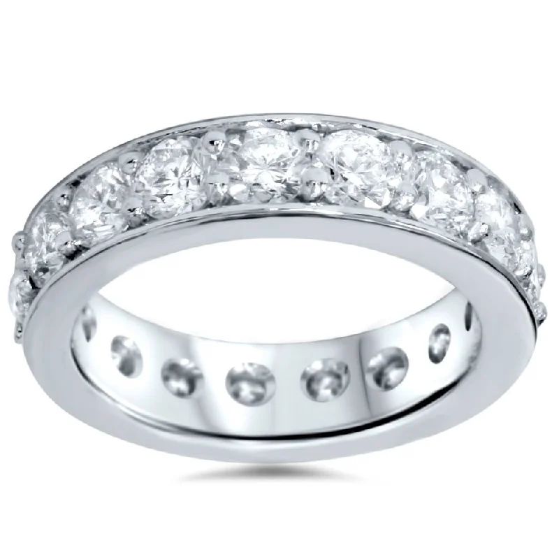 Rings with bold ruby stones for drama -3ct Diamond Eternity Ring 14K White Gold