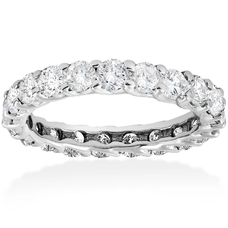 Gold rings with intricate celtic knot patterns -3ct Trellis Diamond Eternity Wedding Ring 14K White Gold