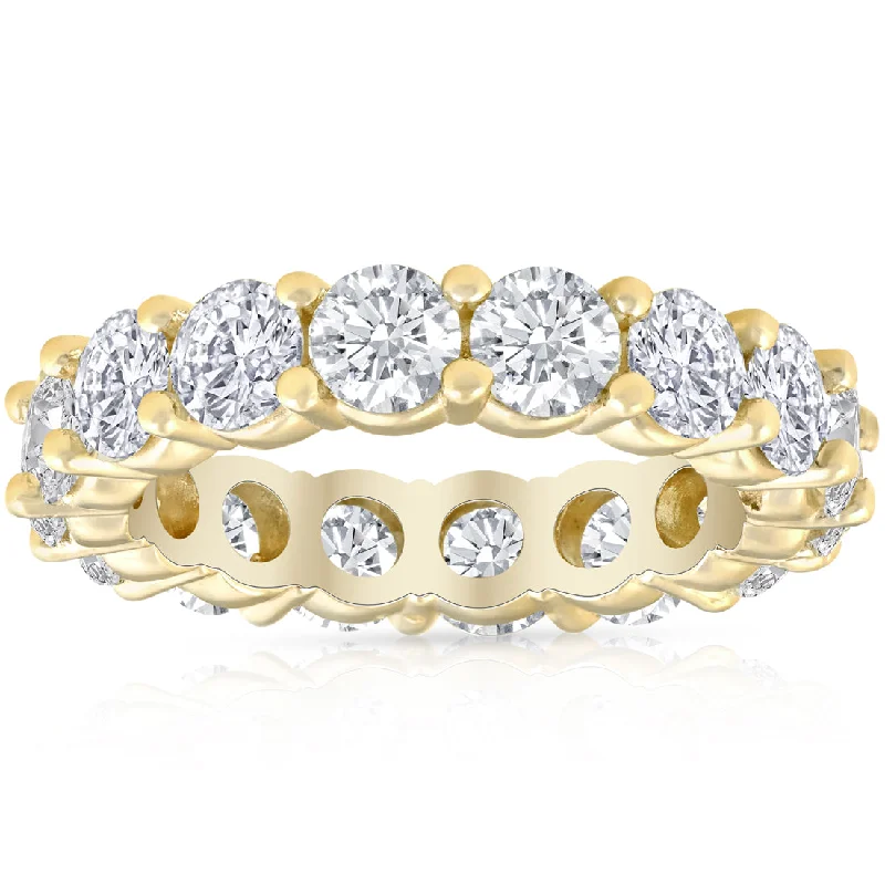 Rings with polished opal for iridescent beauty -4 Carat Diamond Eternity Ring 14K Yellow Gold